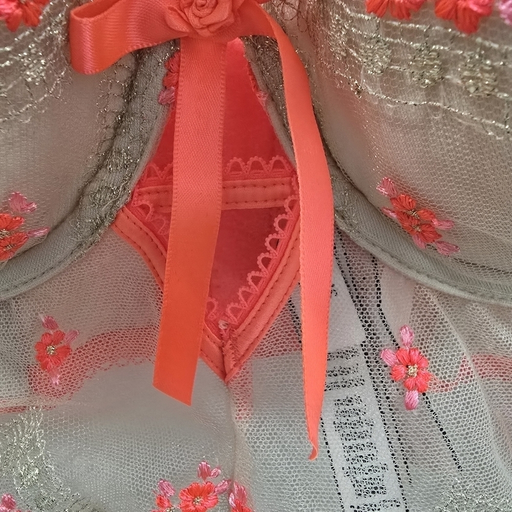 Victoria's Secret Bra Dream Angels Lightly-Lined Hert- Embrifery Size 34DD - Picture 7 of 15